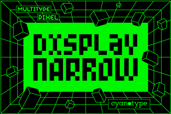 MultiType Pixel Display Narrow Pixelated Font for Editors