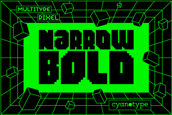 MultyType Pixel Narrow Bold: Pixelated Display Typeface